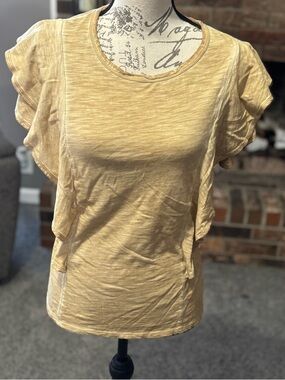 Democracy Yellow Ruffle Sleeve Short-Sleeve Tee